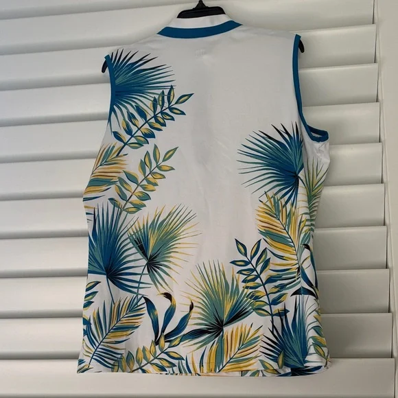 Tail Activewear Women's Sleevelless Tropical Leaf Print Golf Top: Sz: L; EUC - Picture 4 of 9
